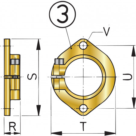 VETUS mounting flange for bronze stern tube, 25 mm