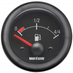 VETUS fuel level indicator, black, 12 Volt, cut-out size 52mm
