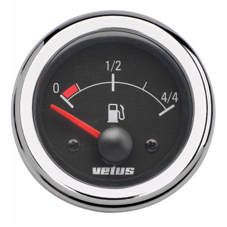 VETUS fuel level indicator, black, 12 Volt, cut-out size 52mm