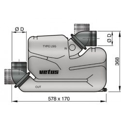 VETUS waterlock for long exhaust systems, type LSG, 60 mm