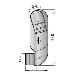 VETUS gooseneck type LT, inlet/outlet 102 mm