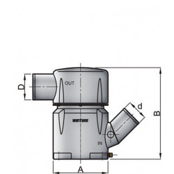 VETUS waterlock type MGP, inlet 90 mm-45 degrees, outlet 90 mm