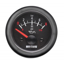 VETUS oil pressure gauge, black, 12 Volt, cut-out size 52mm