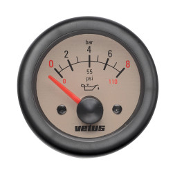 VETUS oil pressure gauge, cream, 12 Volt, cut-out size 52mm