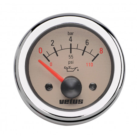VETUS oil pressure gauge, cream, 12 Volt, cut-out size 52mm