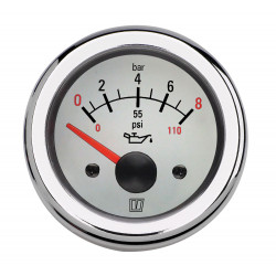 VETUS oil pressure gauge, white, 12 Volt, cut-out size 52mm