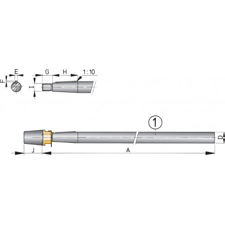 Stainless steel shaft 25 mm, length 1500 mm
