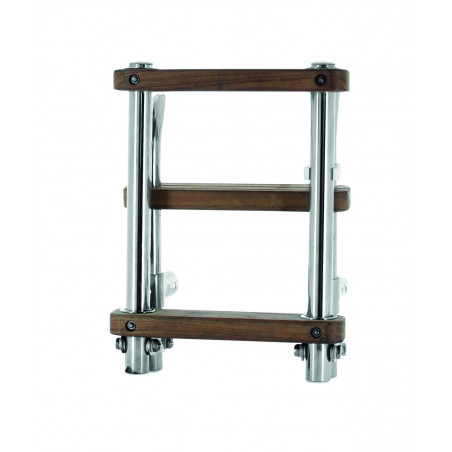 Folding ladder with teak steps