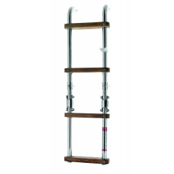 Folding ladder with teak steps