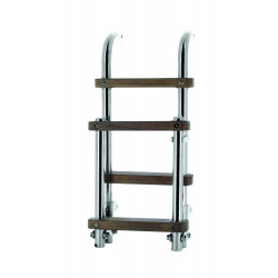 Folding ladder with teak steps
