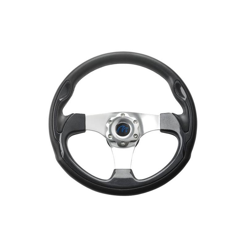 VETUS three spoke sport steering wheel, 35 cm, carbon finish
