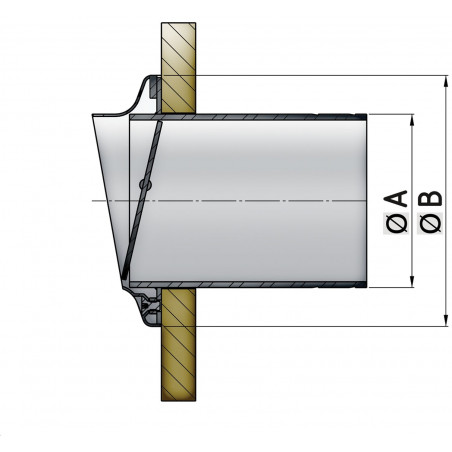 VETUS stainless steel transom exhaust connection, check valve, 127 mm