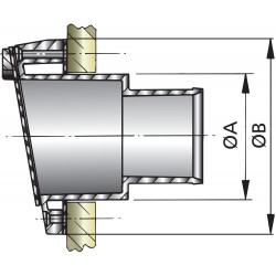 VETUS plastic transom exhaust connection with check valve, 75 mm