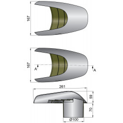 VETUS shell ventilator TYPHOON, 100 mm, stainless steel (AISI 316)