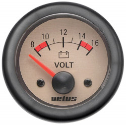 VETUS voltmeter, cream, 12 V (8-16 V), cut-out size 52mm