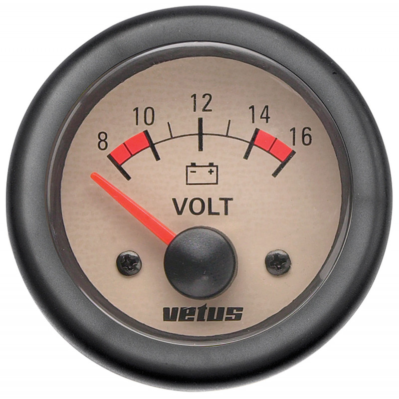 VETUS voltmeter, cream, 12 V (8-16 V), cut-out size 52mm