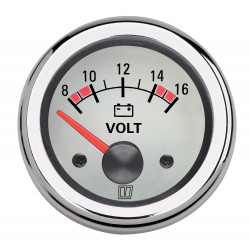 VETUS voltmeter, white, 12 V (8-16 V), cut-out size 52mm
