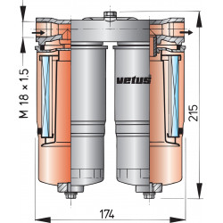 VETUS water separator/fuel filter, complete, max. 720 l/h