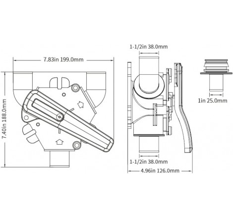 Y-ventil Ø38mm & Ø25mm - 2